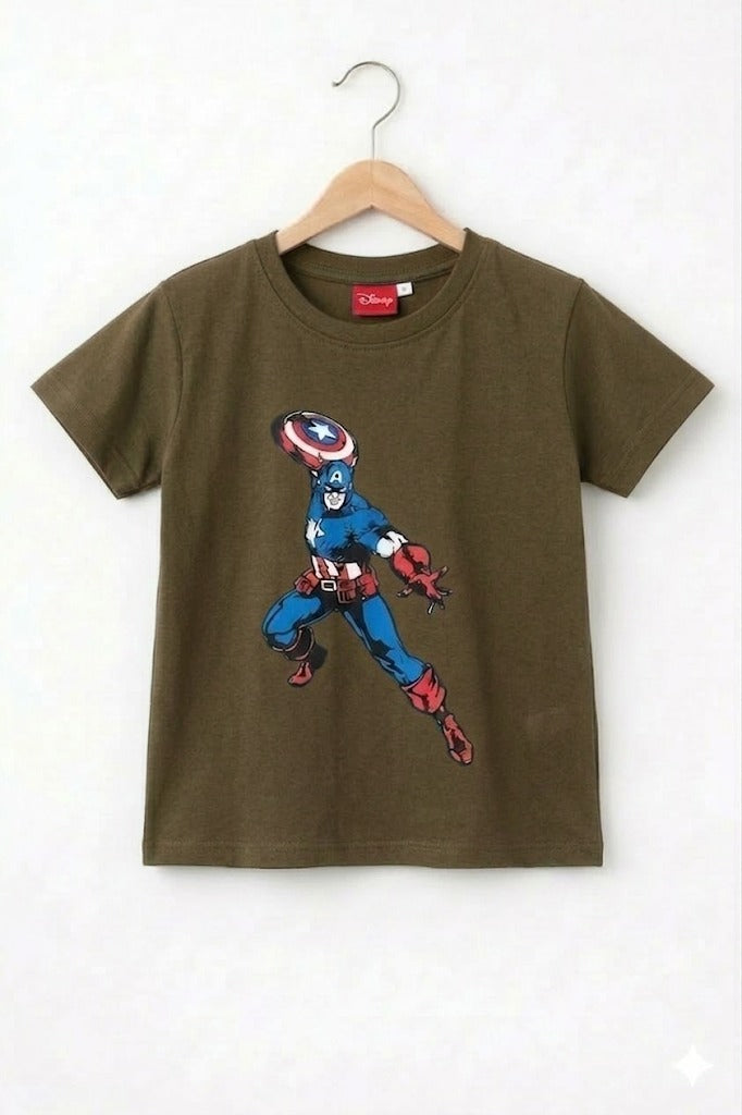 Capitan American  Printed  Brown    Boys T-Shirt 250