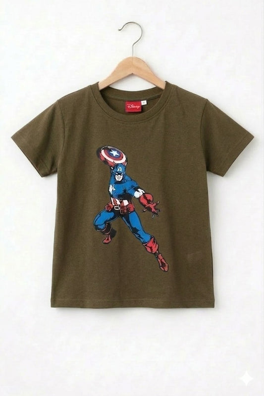 Capitan American  Printed  Brown    Boys T-Shirt 250