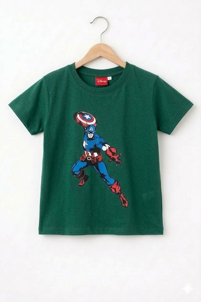 Capitan American  Printed  Green  Boys T-Shirt 226