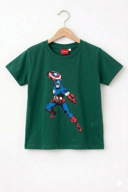 Capitan American  Printed  Green  Boys T-Shirt 226
