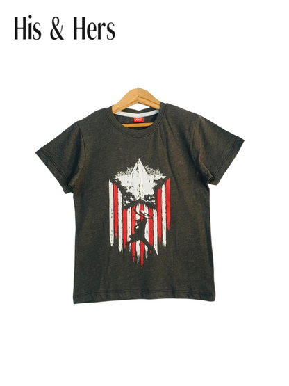 Captain America Black Grey T-Shirt Boys 526