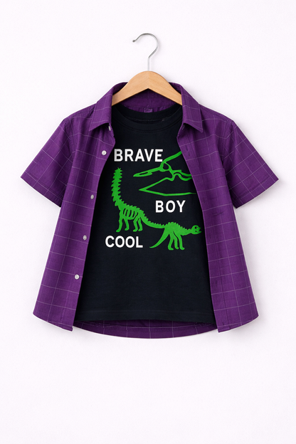 White Lines Purple Double Casual Shirt Boys 207