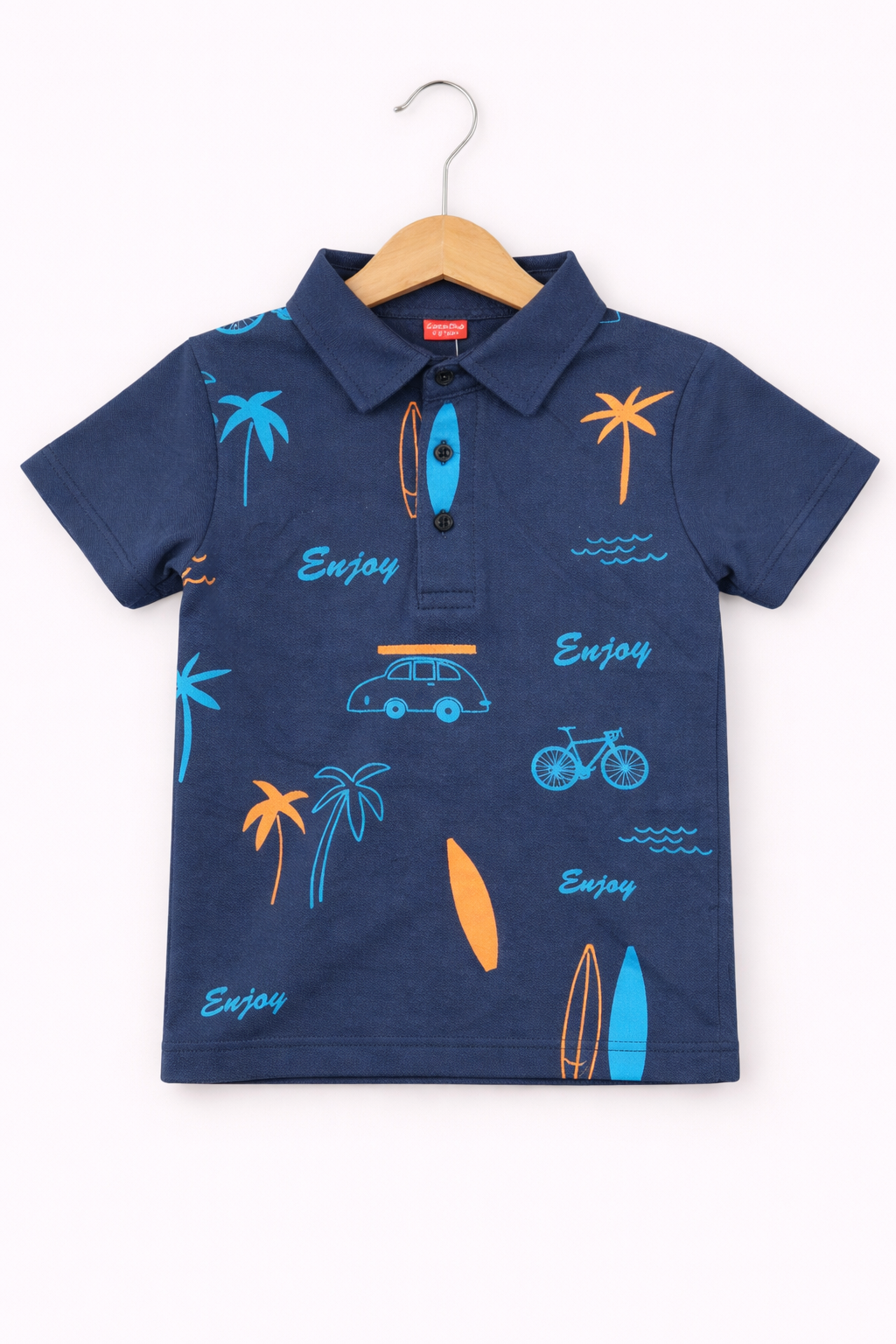 Cars & Tree  Printed  Navy   Polo Shirt Boys 286