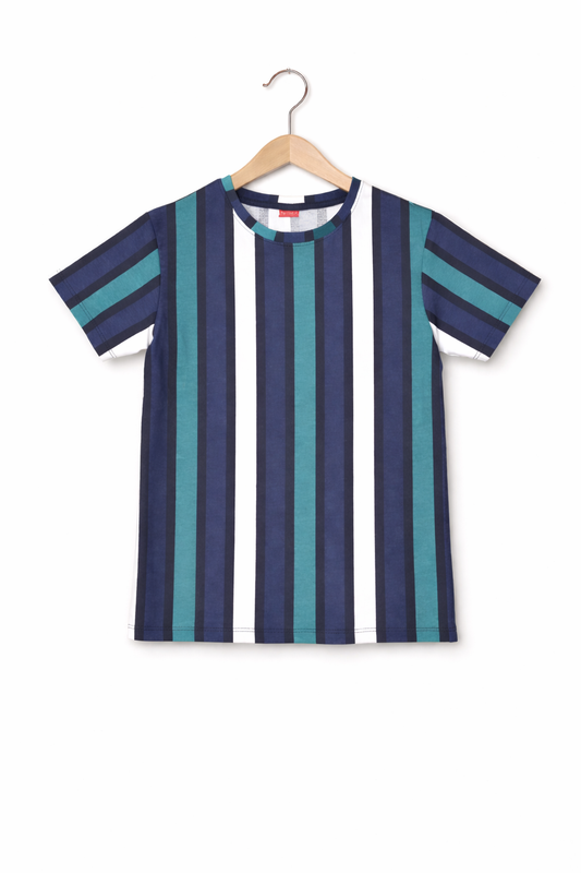 White Black & Blue Checked  Boys T-Shirt