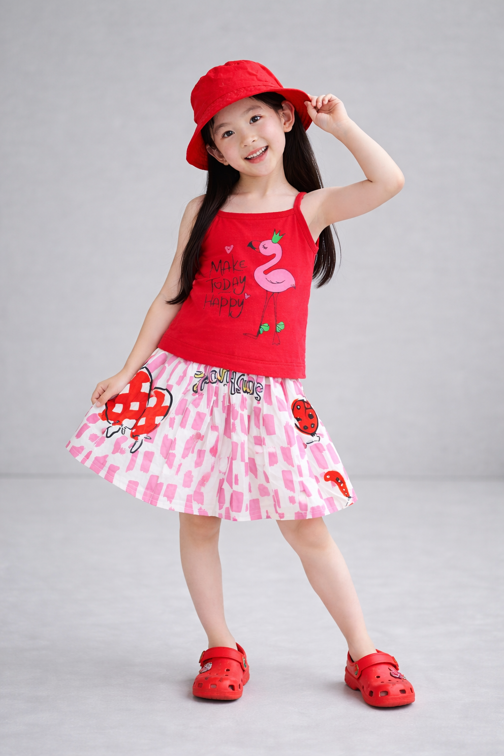 Make Today Happy Red Girls Top & Skirt 240