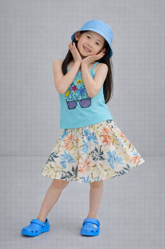 Glasses With Flowers Girls Top & Skirt 273