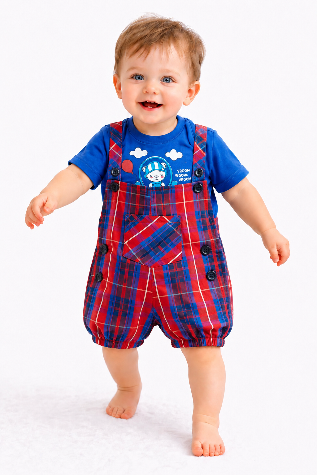 Royal Blue & Red  Boys Romper Set 213