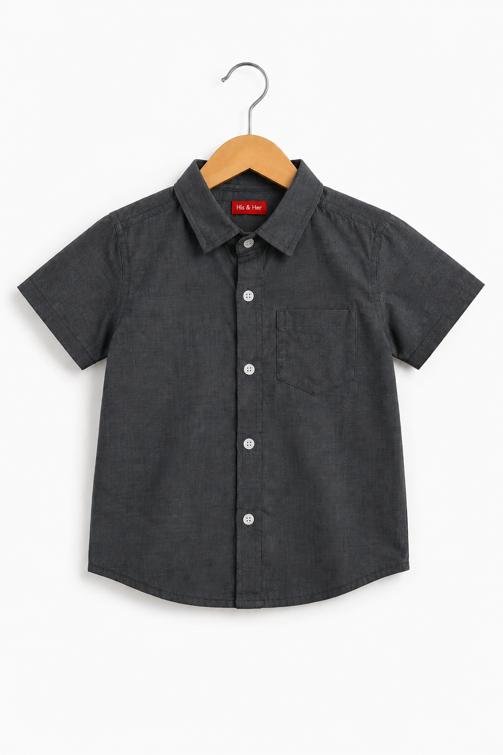 Black Plain Cotton Half Sleeve Dress Shirt 508
