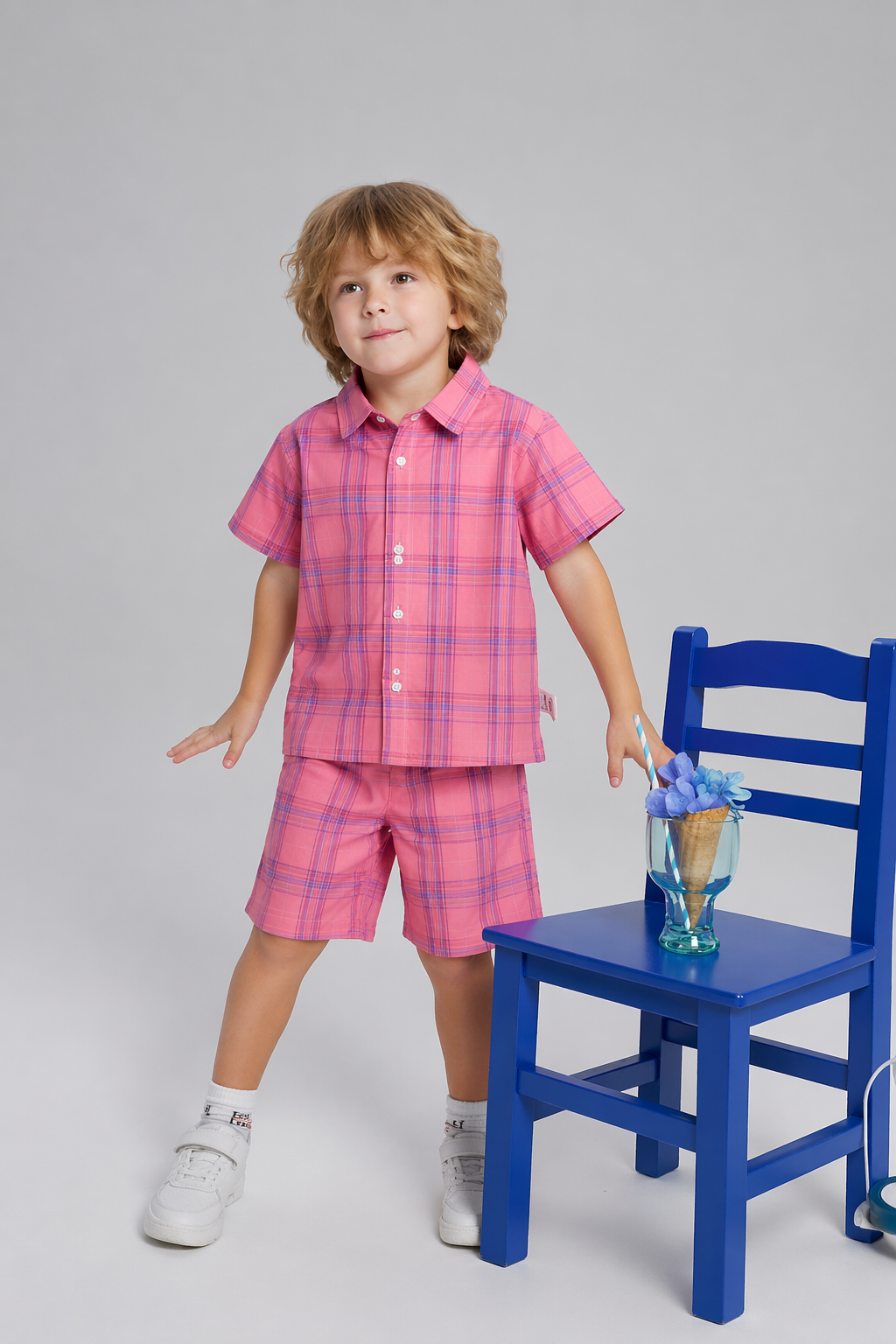 Carrot Checked Cotton Nicker Suit Boys 627