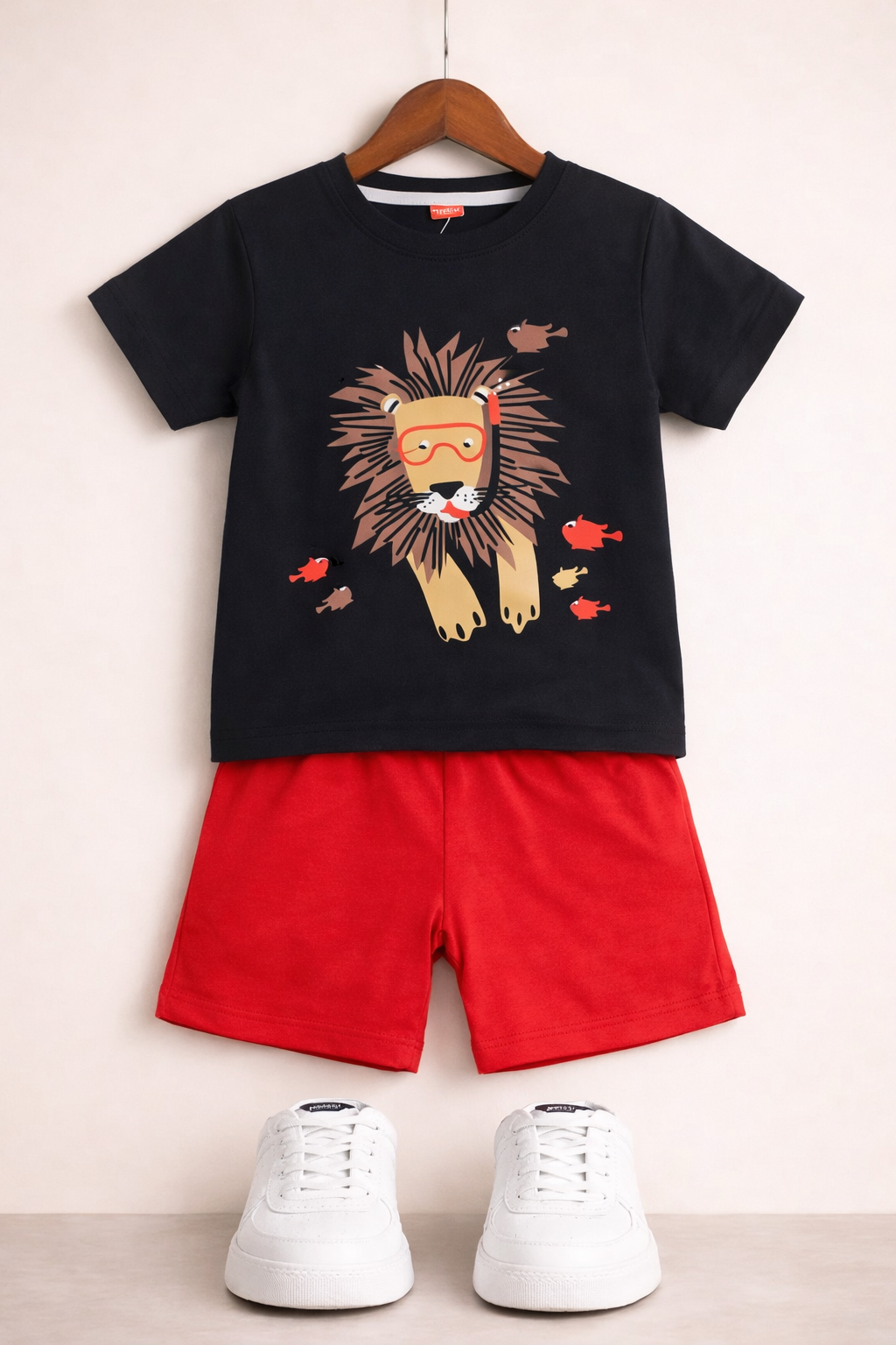 Lion Printed Black Nicker Suit Boys  110