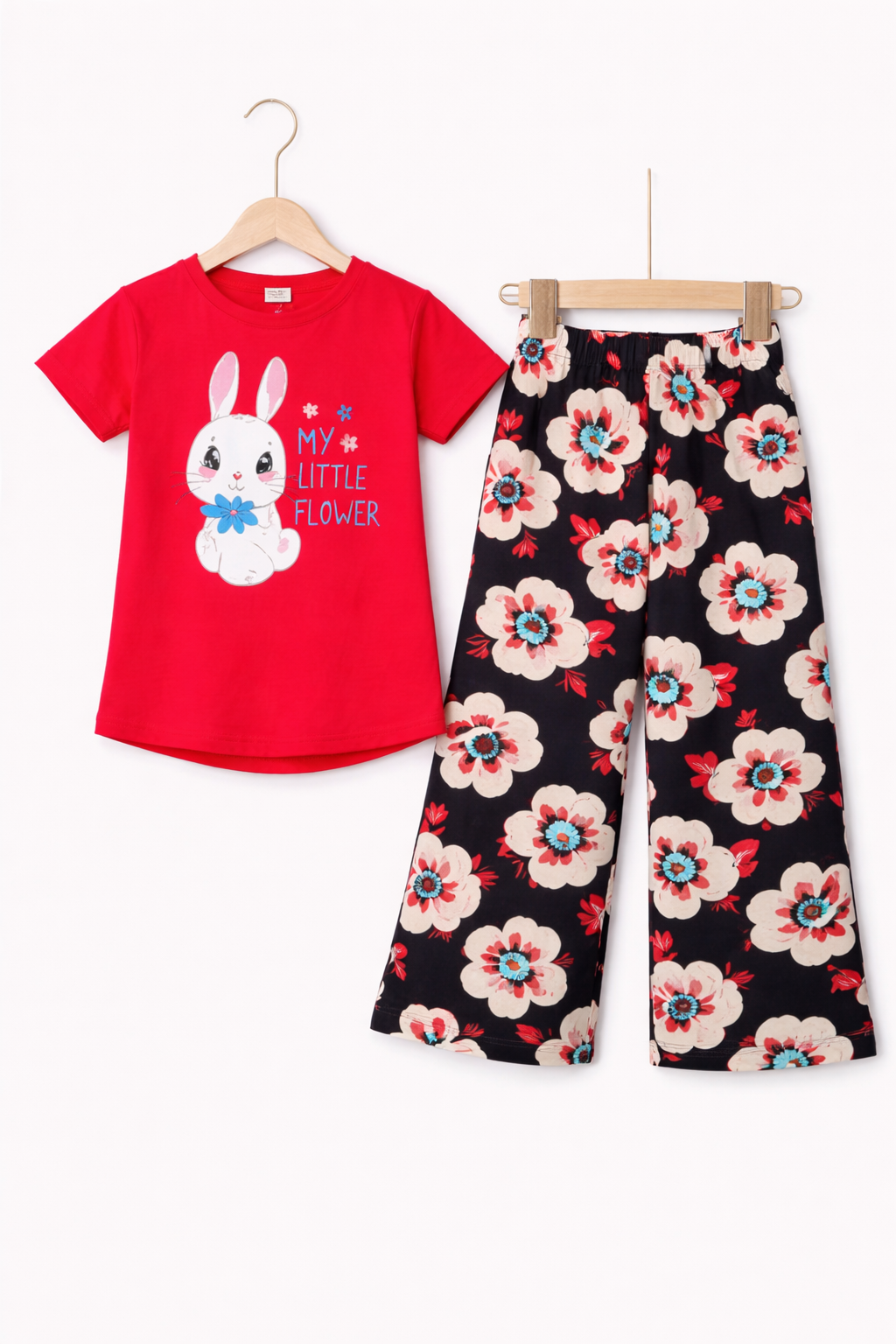 Rabbit Printed Cherry Red Girls T shirt &Cotton Flapper 275