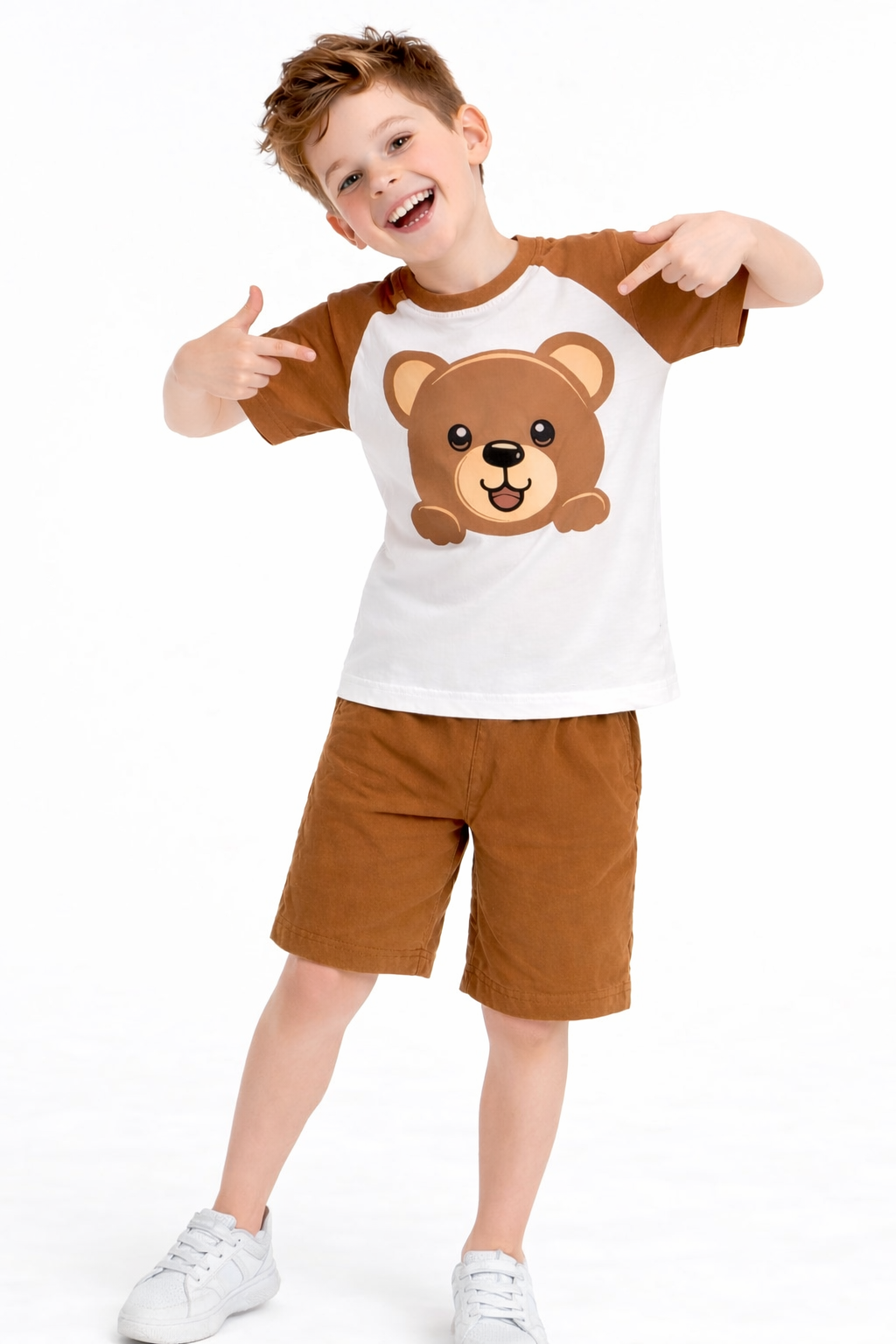 Teddy Printed Brown Boys  Nicker Suit 121