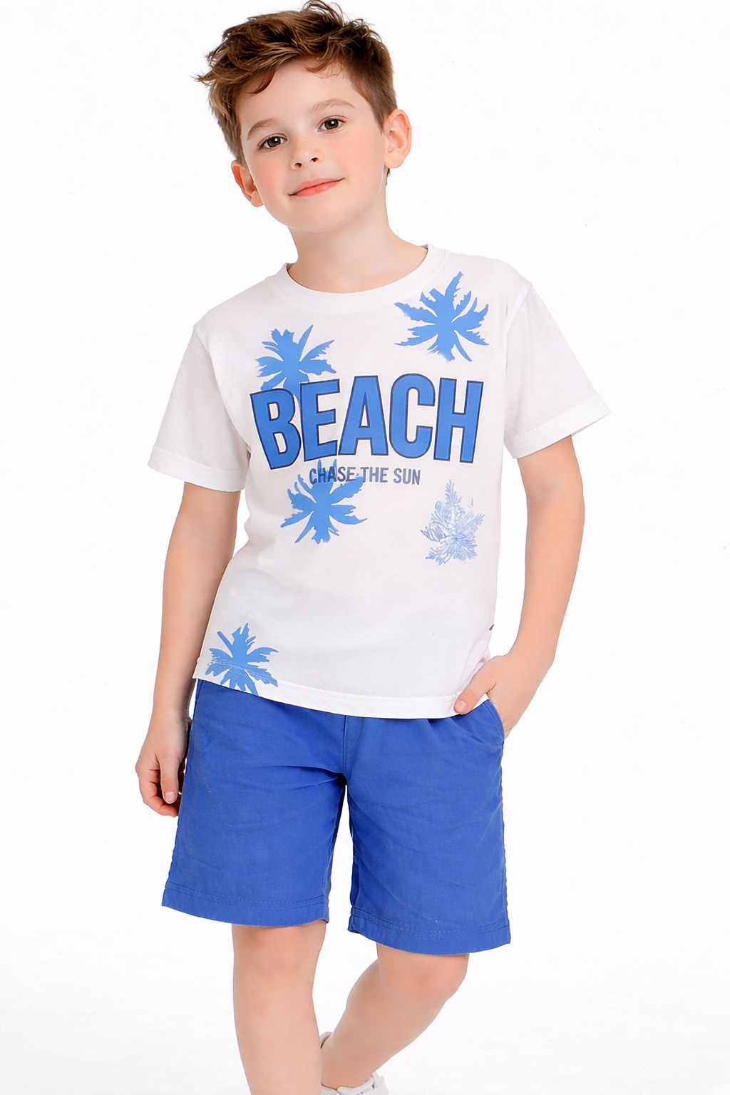 Beach Printed Blue  Boys  Nicker Suit 121