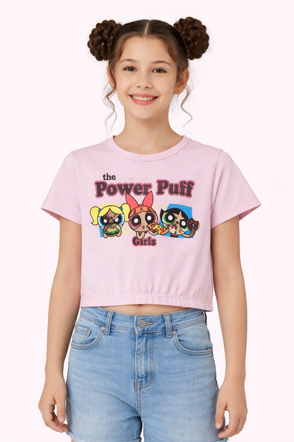 Pink Power Puff Girls  Printed  Light Pink T Shirt Girls 246