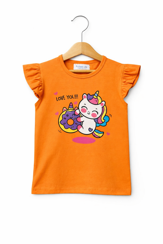 Dinocorn Sleeveless Orange T-Shirt Girls 431