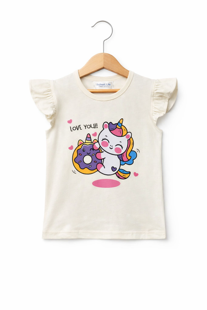 Dinocorn Sleeveless White T-Shirt Girls 431