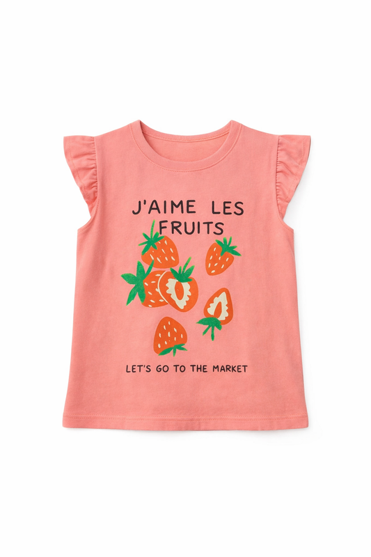 Strawberries Print Pink T-Shirt Girls 225
