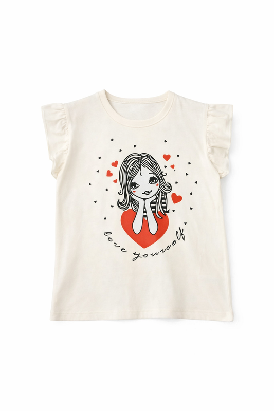 Love Yourself Cream T-Shirt Girls 220