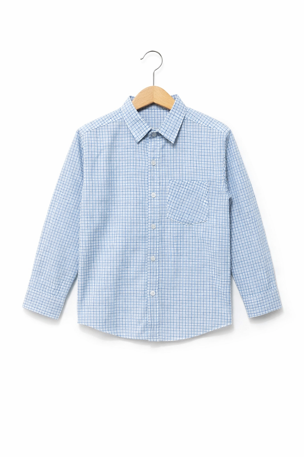 His&Hers Kid's Plaid Button Down White Check Shirts Cotton Long Sleeve Dress Shirt 109