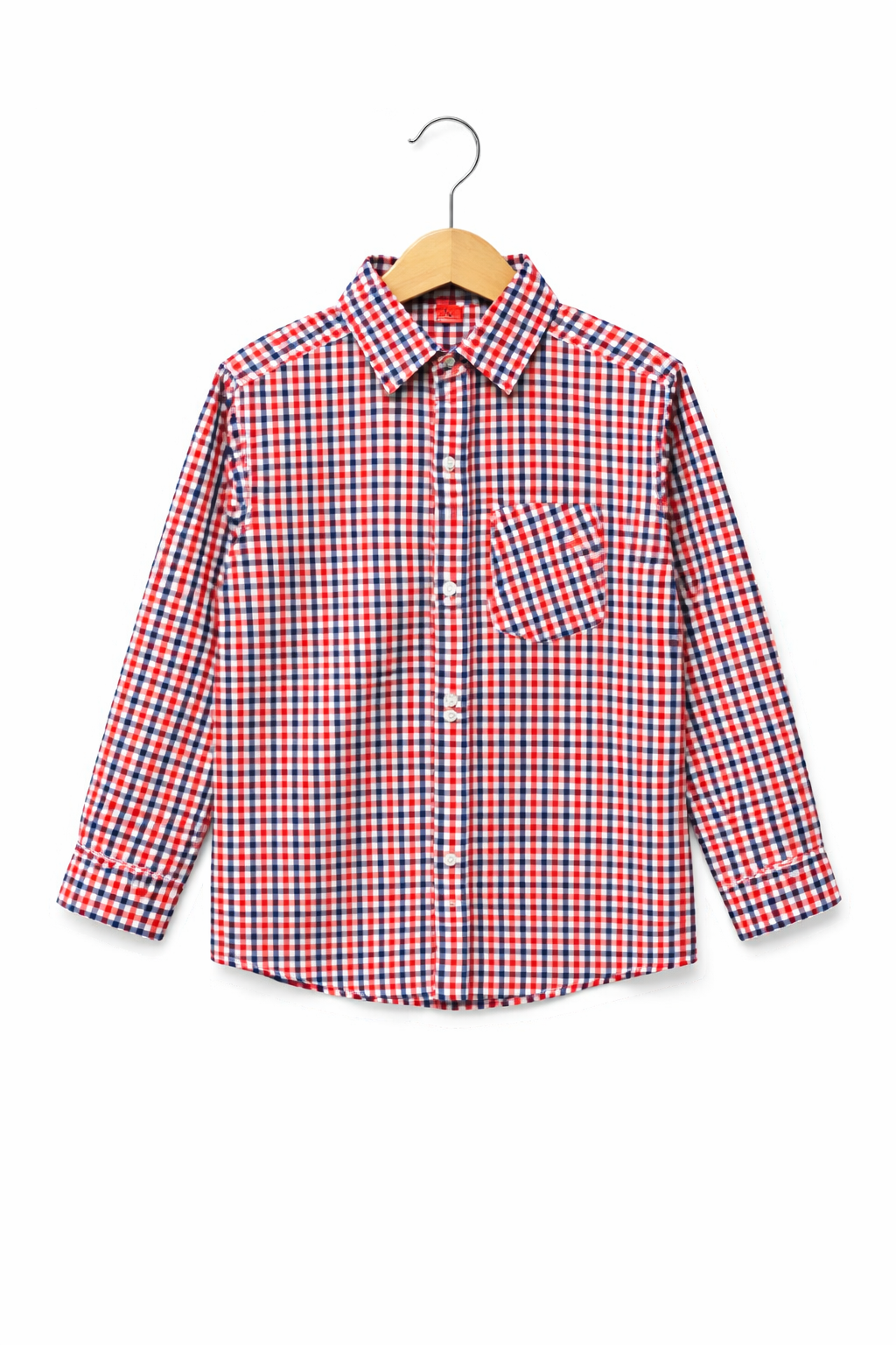 Red&Blue Checked Long Sleeve Cotton Dress Shirt 104