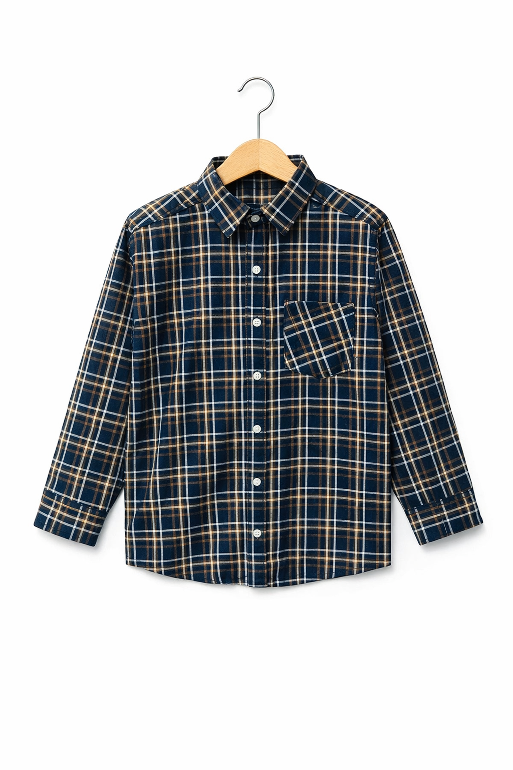 His&Hers Kid's Plaid Button Down yellow Check Shirts Cotton Long Sleeve Dress Shirt  109