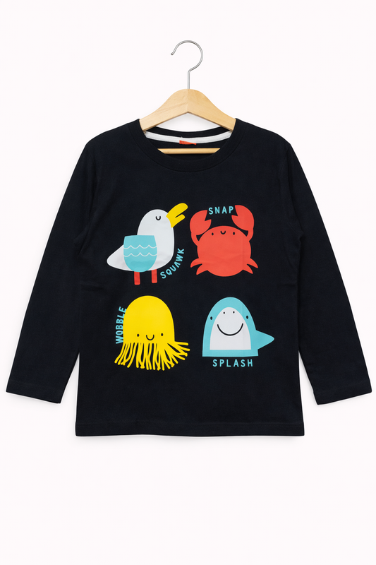 OCEAN FRIENDS BLACK SLEEVE T Shirt Boys 302