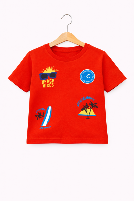 BEACH VIBES Red T Shirt Boy 215