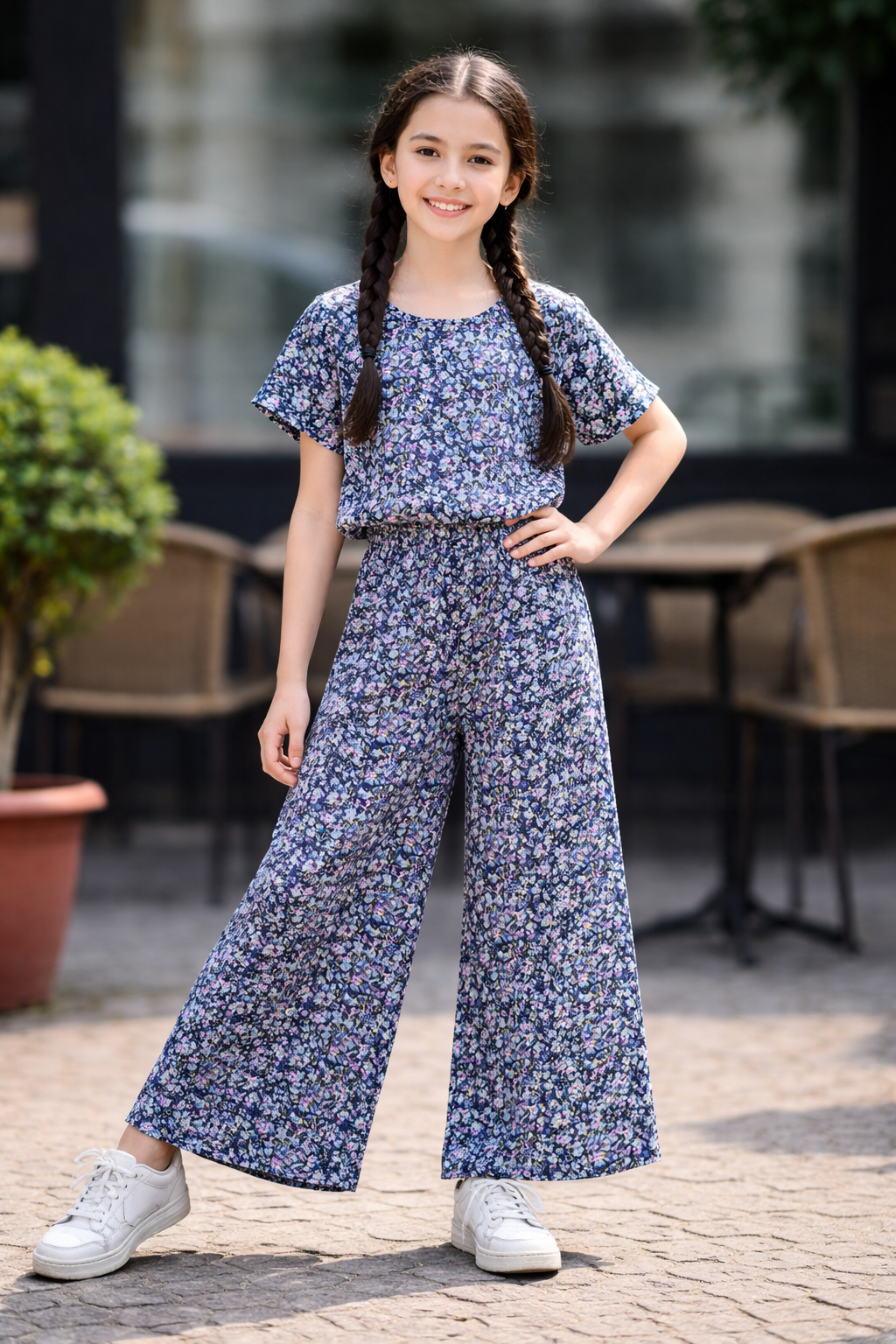 Flowers all over print navy Skate Fish Girls 121 [1-4Year] 121