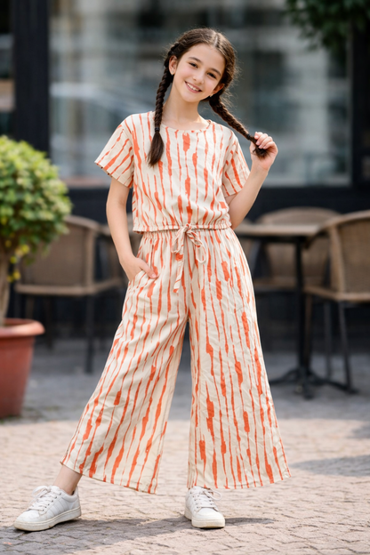 Abstract Vertical Stripped Offwhite Skate Fish Girls [1-4Year] 245