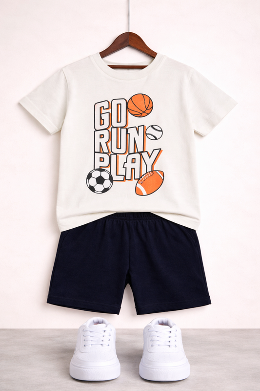 Go Run Play White Nicker Suit Boys 450