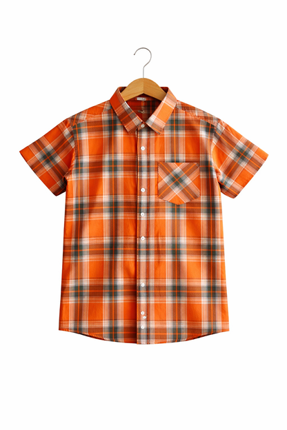 Checked Orange Casual Shirt Boys 220