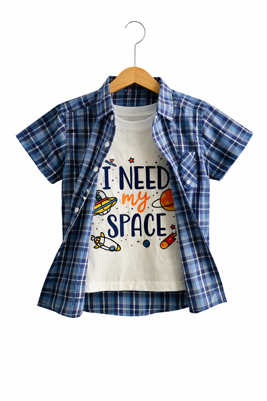 Black &White Checked Blue Double Casual Shirt 251