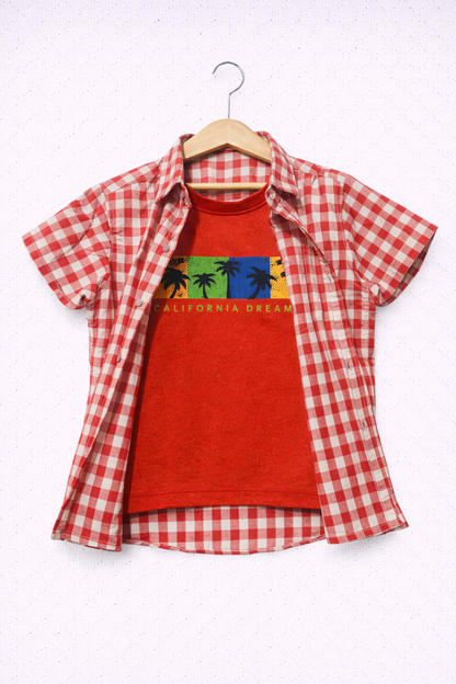 White Checked Red Double Casual Shirt 207