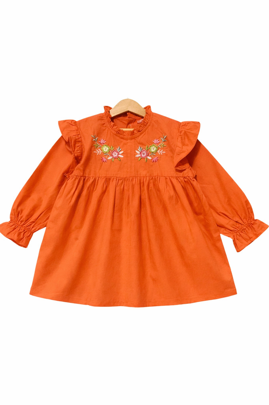 Embroidered Carrot Soft Cotton (Lawn) Girls Top 102