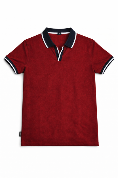 Men's Smart Fit Contrast Trim Polo –  Maroon  532