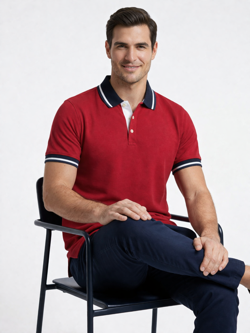 Classic Maroon with Black Collar  Men's Polo Shirt 533