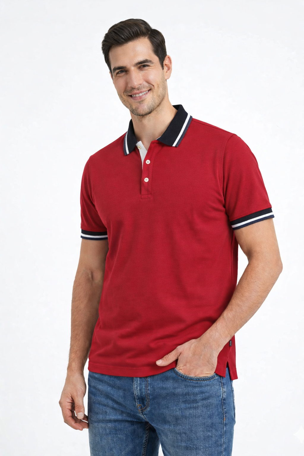 Classic Maroon with Black Collar  Men's Polo Shirt 533