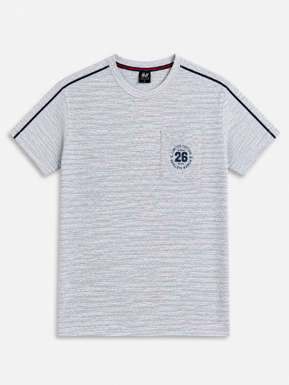 Light Blue Relax Fit Melange Jersey Men T shirt 538+539
