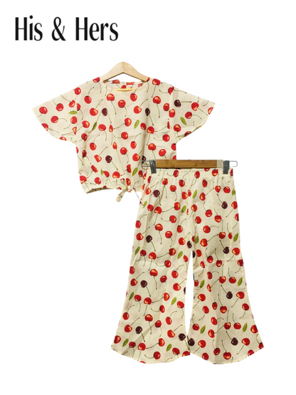 Cherries  Allover Print Cotton Girls Co-Ord Set 229