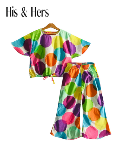 Colorful Circles Cotton Girls Co-Ord Set 244
