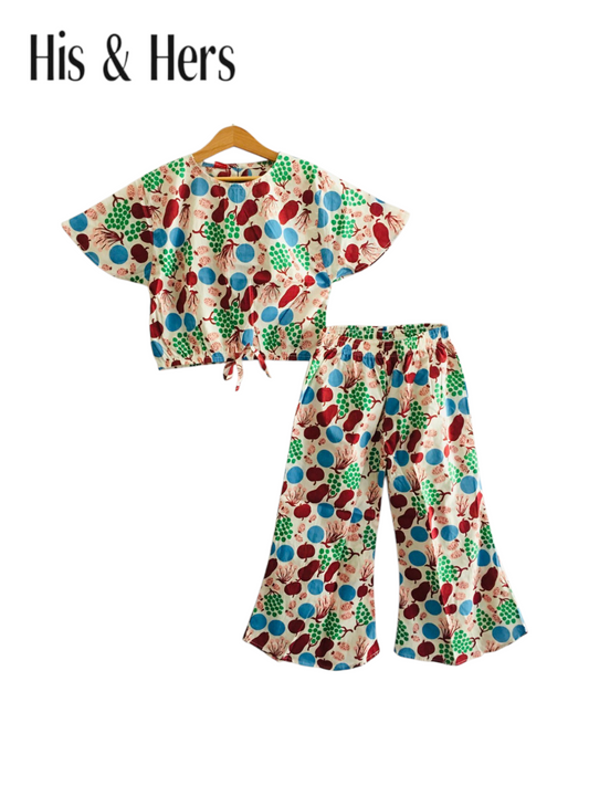 Colorful Fruits All Over Print Cotton Girls Co-Ord Set 245