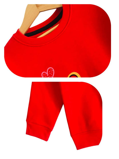 "Always Be Colorful"  Heart Prints Red Track Suit  Girls 125