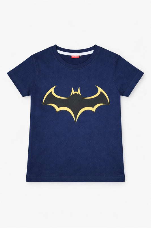 Dark Blue Bat Printed T-shirt 257