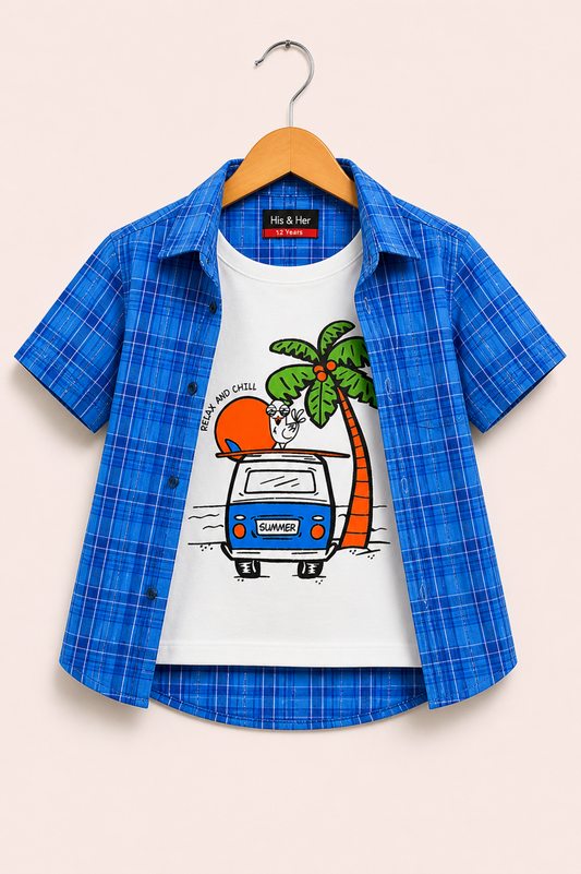 Dark Blue Palm Beach Explorer Printed Layered Casual Shirt 249