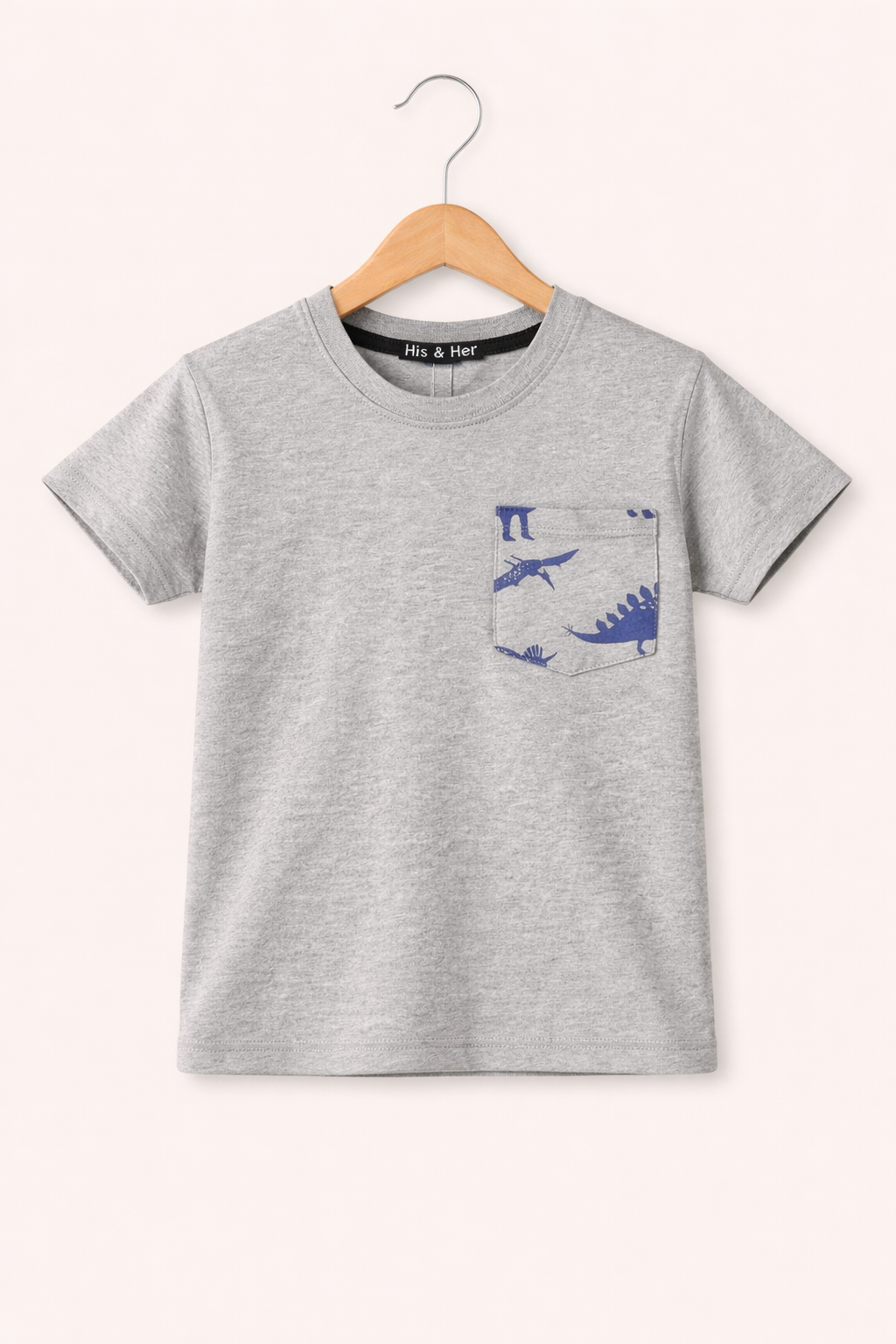 Dino Printed on Pocket grey  Boys T-Shirt 286