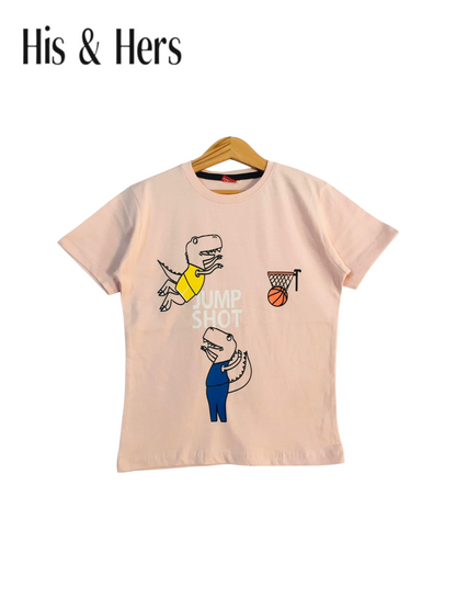 Dinosaur Jump Shot Light Pink T-Shirt Boys 213