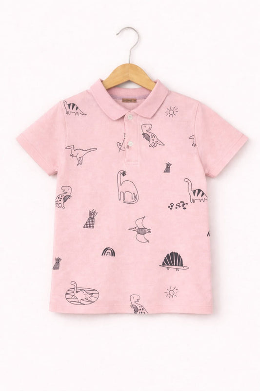 Dragan Printed  Light Pink  Polo Shirt Boys 284