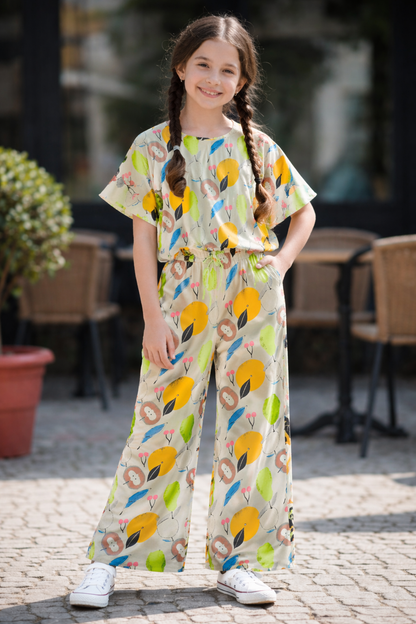 Fruits Allover Print Cotton Girls Co-Ord Set 245
