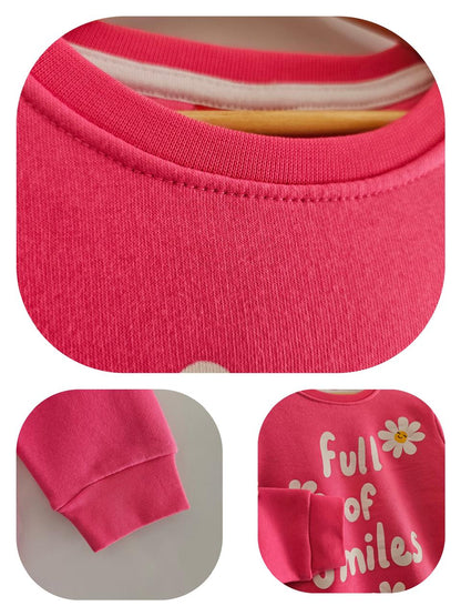 Full Of Smile Pink Sweat shirt Girls (001)