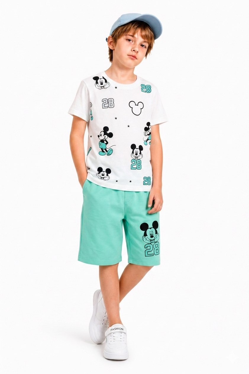 Micky Mouse Printed T-Shirt Nicker Suit 118